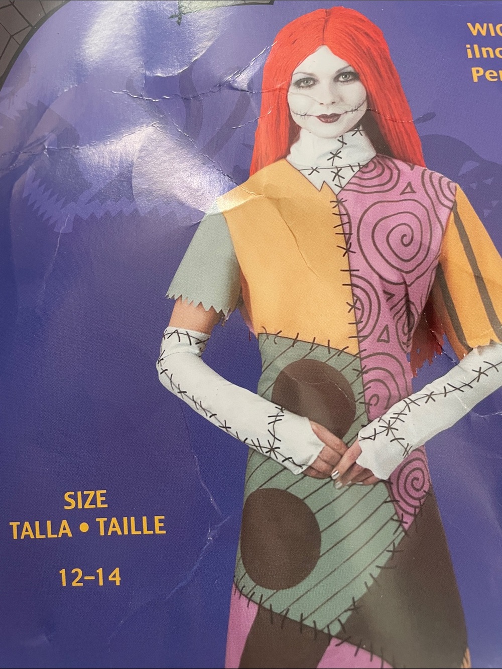 Patchwork Nightmare Sally Dress - Red Hair, Multicolor Adult 12/14